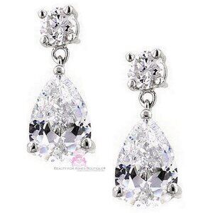 Tear Drop Earrings 6.7ct Cz - New w/Tags